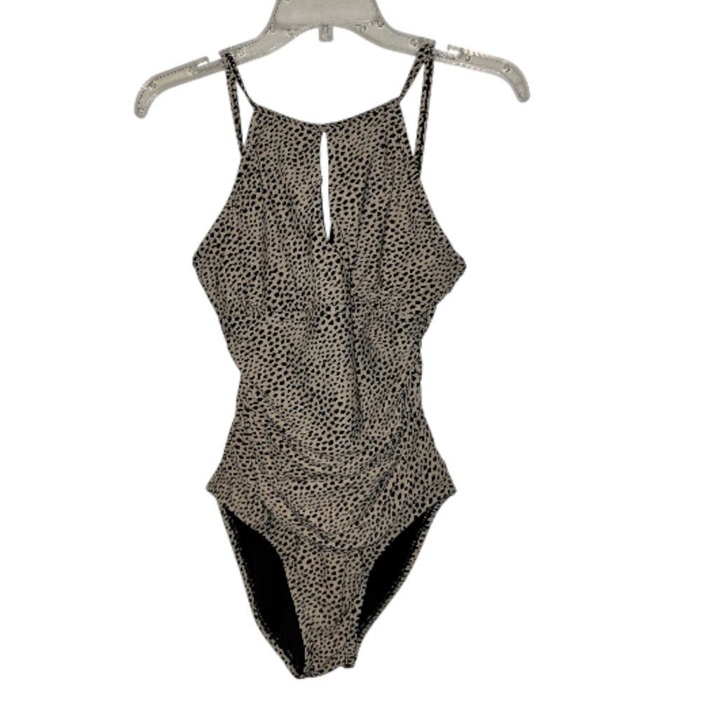 Ellen Tracy Black and Tan Patterned Swimsuit